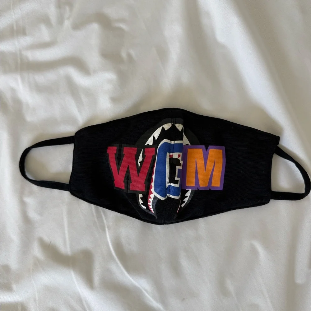 Bape Black Face Mask with Red, Blue, and Purple Accents